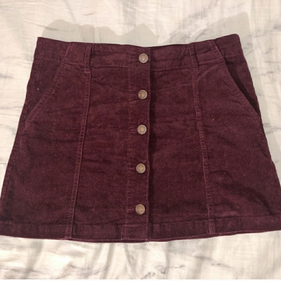 Forever 21 Dresses & Skirts - 🌻Burgundy Corduroy Button Up Skirt🌻